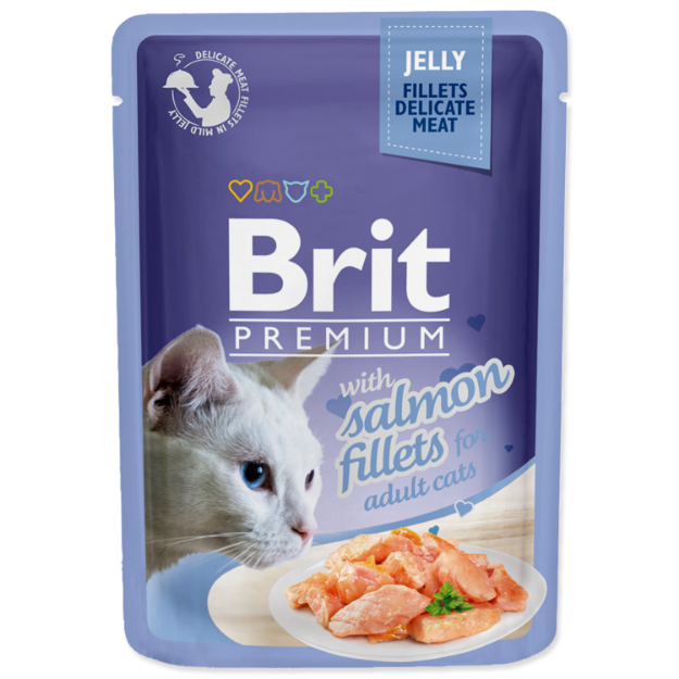 Kapsicka BRIT Premium Cat Delicate Fillets in Jelly with Salmon 85g