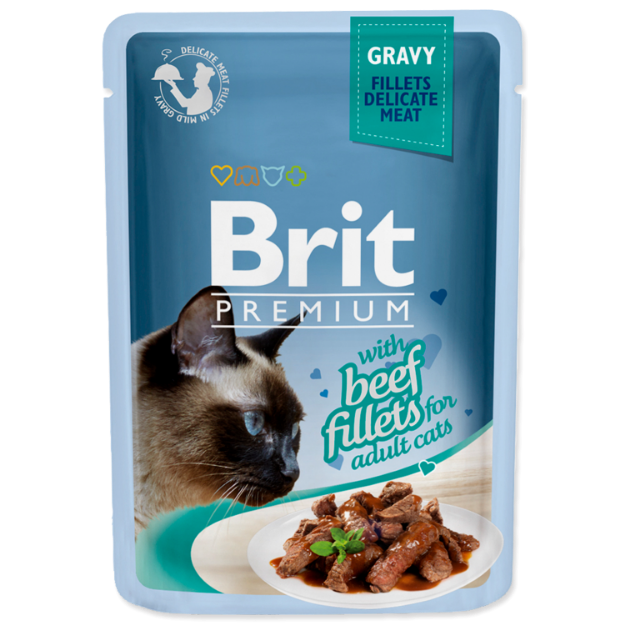 Kapsicka BRIT Premium Cat Delicate Fillets in Gravy with Beef 85g