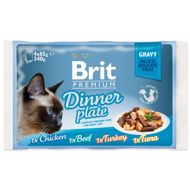 Kapsicky BRIT Premium Cat Delicate Fillets in Gravy Dinner Plate 340g