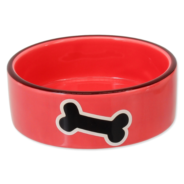 Miska DOG FANTASY keramická potisk kost cervená 12,5 cm 0,29l