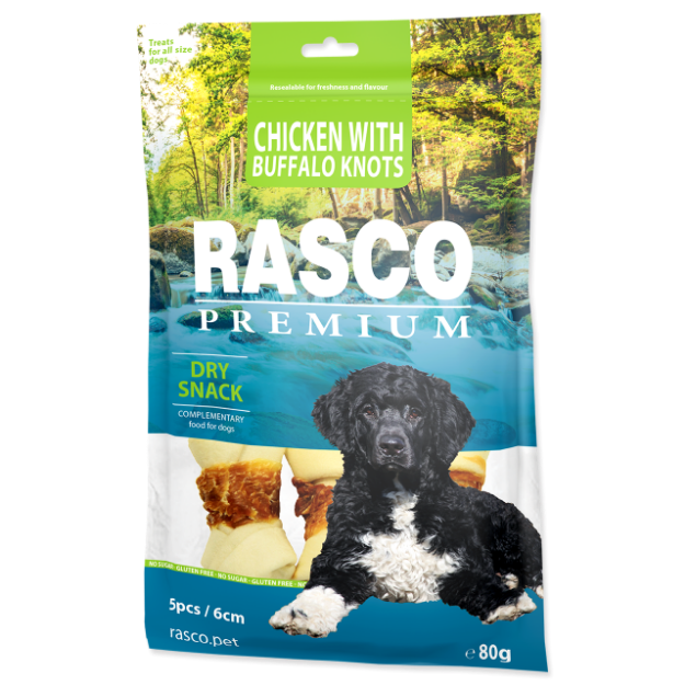 Pochoutka RASCO Premium uzle buvolí obalené kurecím masem 80g