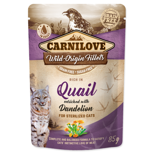 Kapsicka CARNILOVE Cat Castrate Rich in Quail enriched with Dandelion 85g