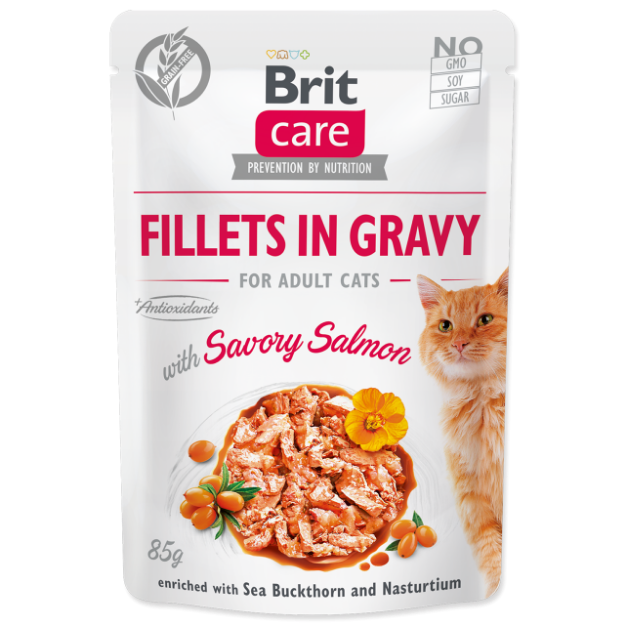 Kapsicka BRIT Care Cat Fillets in Gravy with Savory Salmon 85g