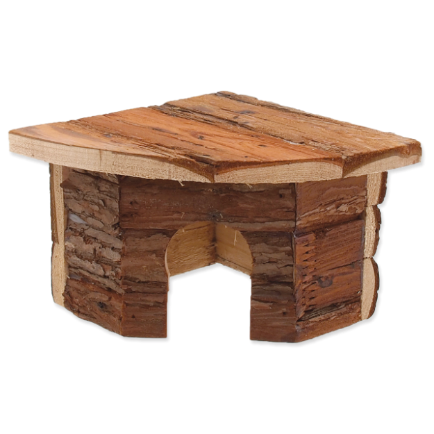 Domek SMALL ANIMALS rohový drevený s kurou 16 x 16 x 11 cm 