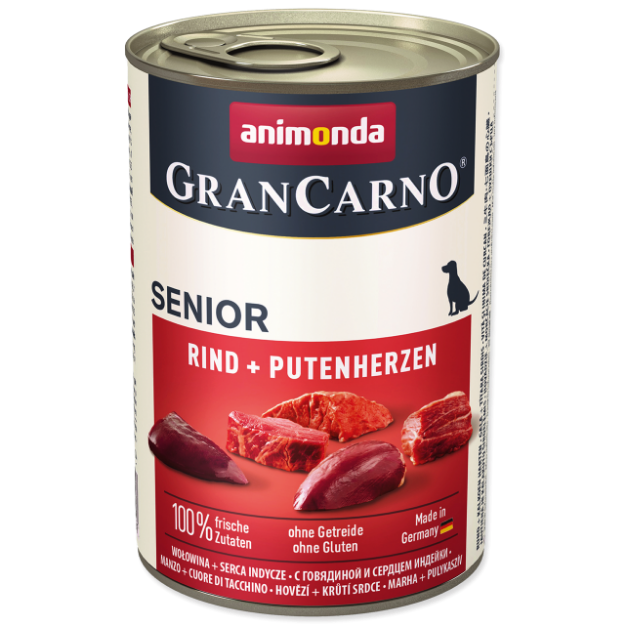 Konzerva ANIMONDA Gran Carno Senior hovezí + krutí srdce 400g