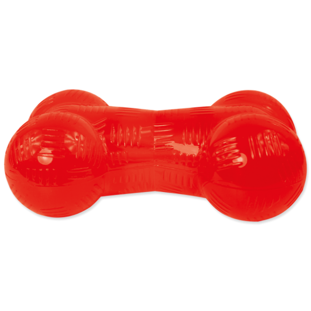 Hracka DOG FANTASY Strong kost gumová cervená 16,5 cm 