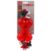 Hracka DOG FANTASY Strong kost gumová s provazem cervená 13,9 cm 